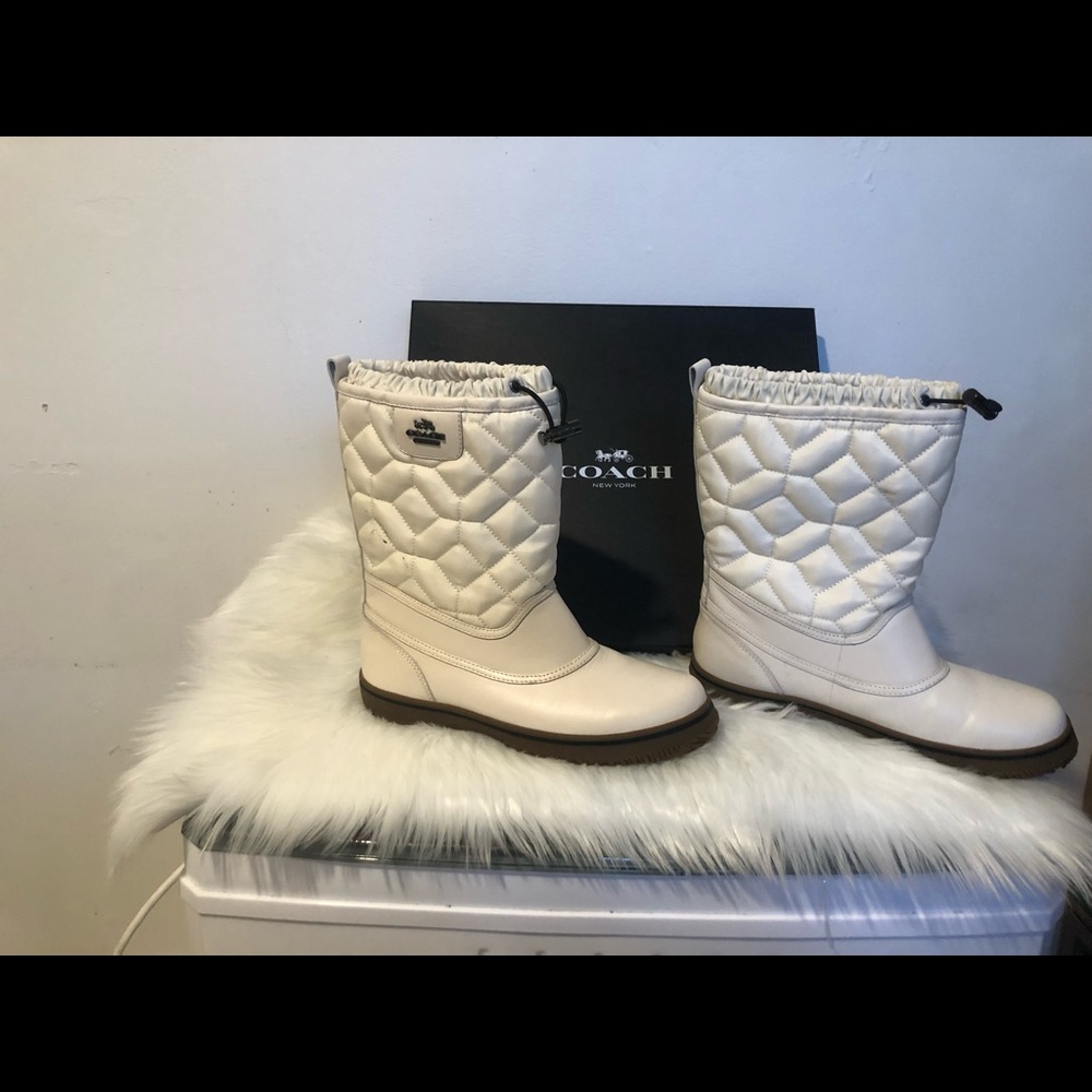 Coach white snow boots